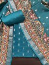 Rama Green Pure Chanderi Unstitched 3-Piece Suit