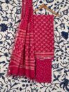 Pink Jaipuri Linen 3 Piece Unstitched Suit