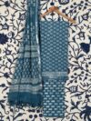 Blue Jaipuri Linen 3 Piece Unstitched Suit