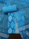 Blue Printed Jaipuri Cotton with Silver foil Work Suit