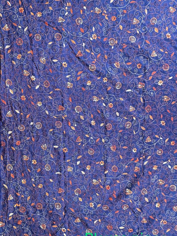 Navy Blue Kaantha Embroidered Pure Silk Saree