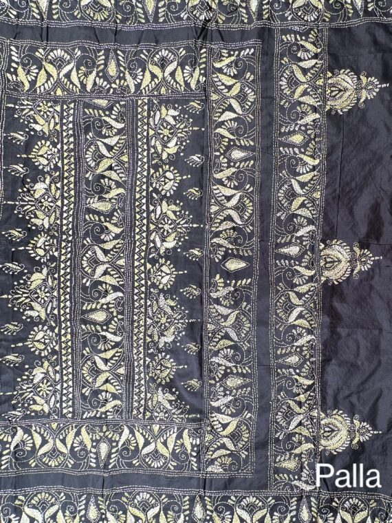 Black Kaantha Embroidered Pure Silk Saree