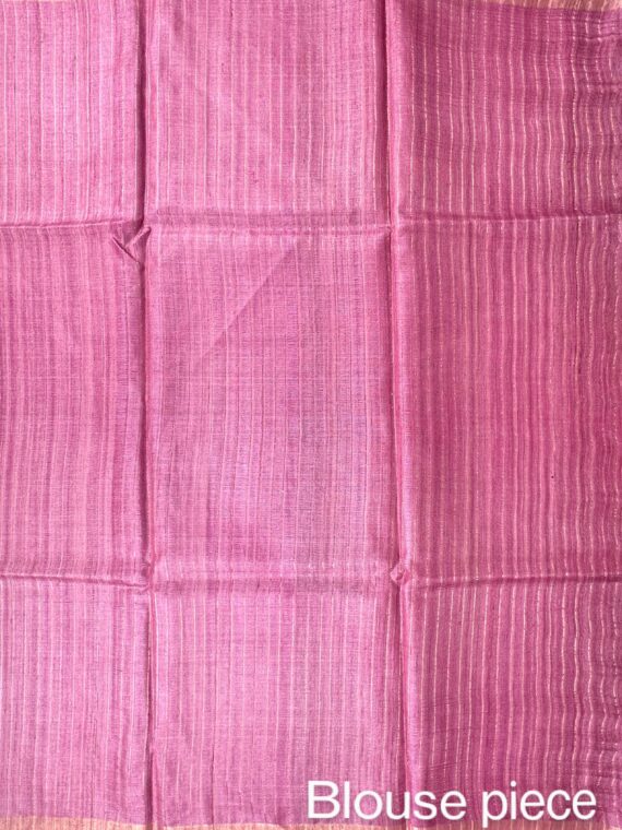 Magenta-Pink Zari Border Tussar Silk Saree