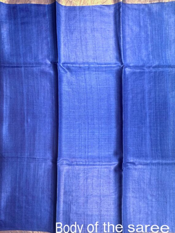 Blue Shaded Zari Border Tussar Silk Saree