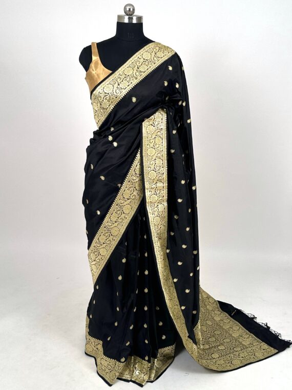 Black Banarasi Pure Silk Saree