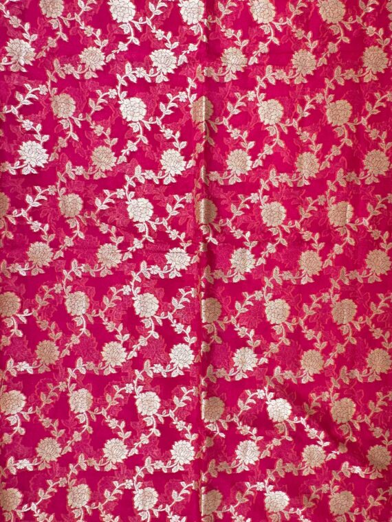 Rani Pink Floral Jaal Pure Crepe Saree
