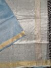 Blue-Silver Pure Tissue Silk Saree