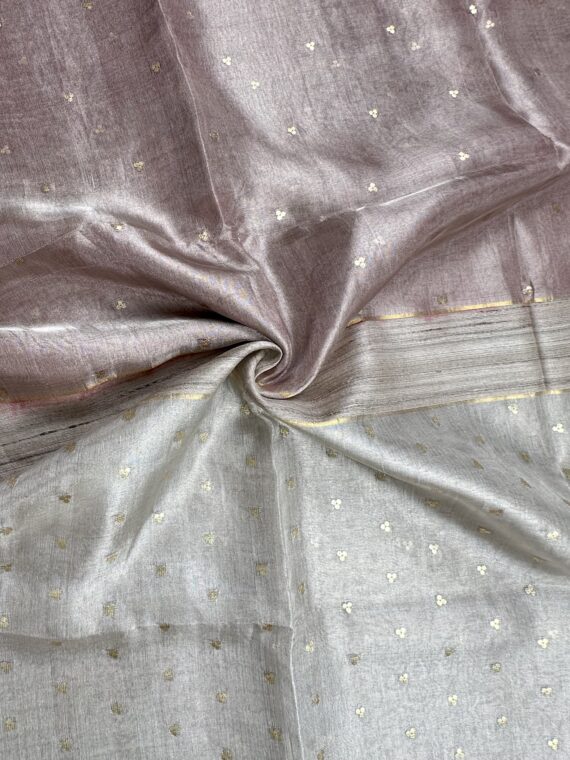 Lilac-Silver Pure Tissue Silk Saree
