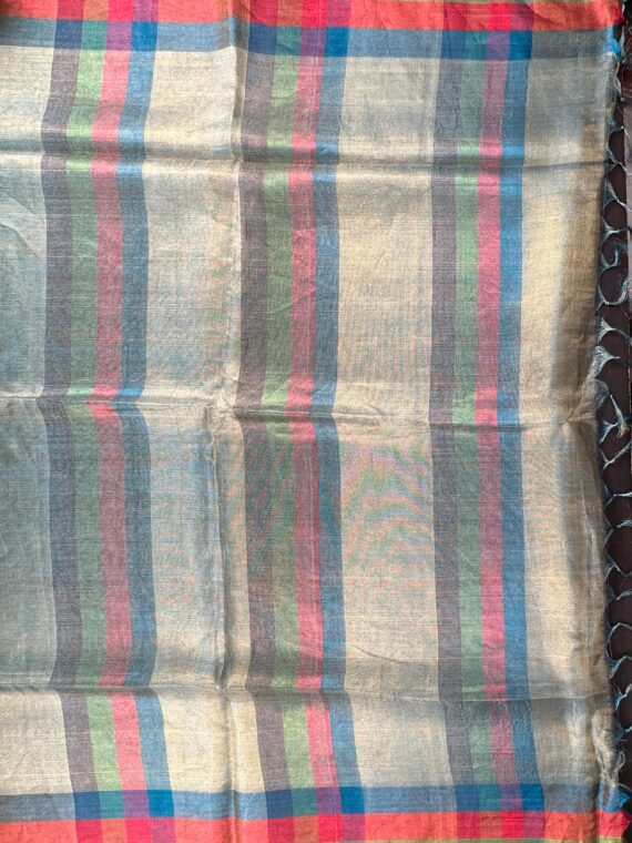 Turkish Blue Striped Tissue Silk Saree