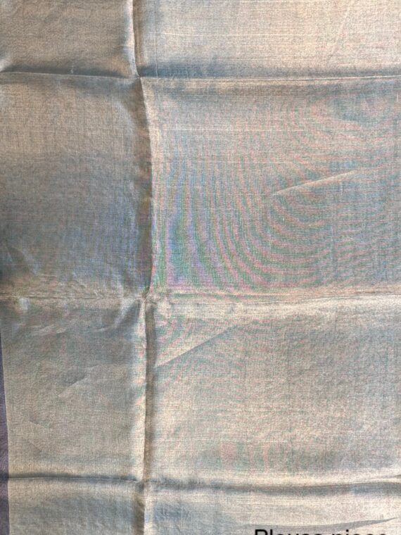 Turkish Blue Striped Tissue Silk Saree