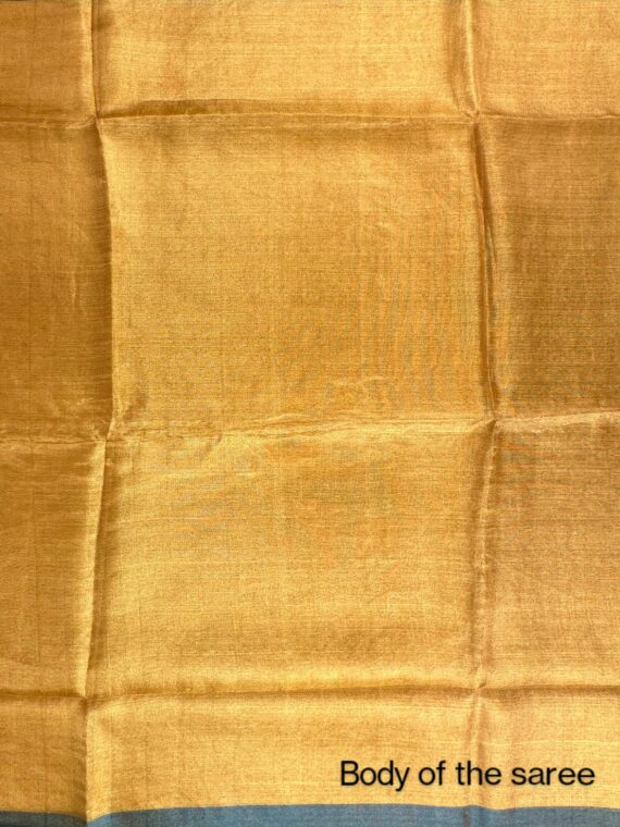 Dark Gold Striped Tissue Silk Saree