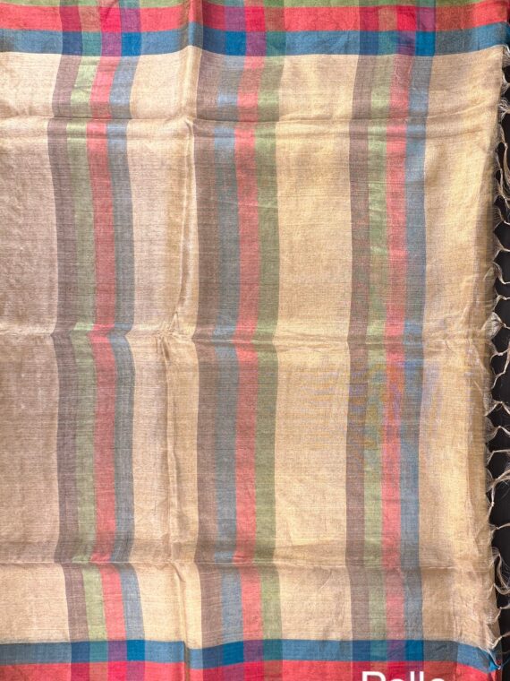 Light Gold Striped Tissue Silk Saree