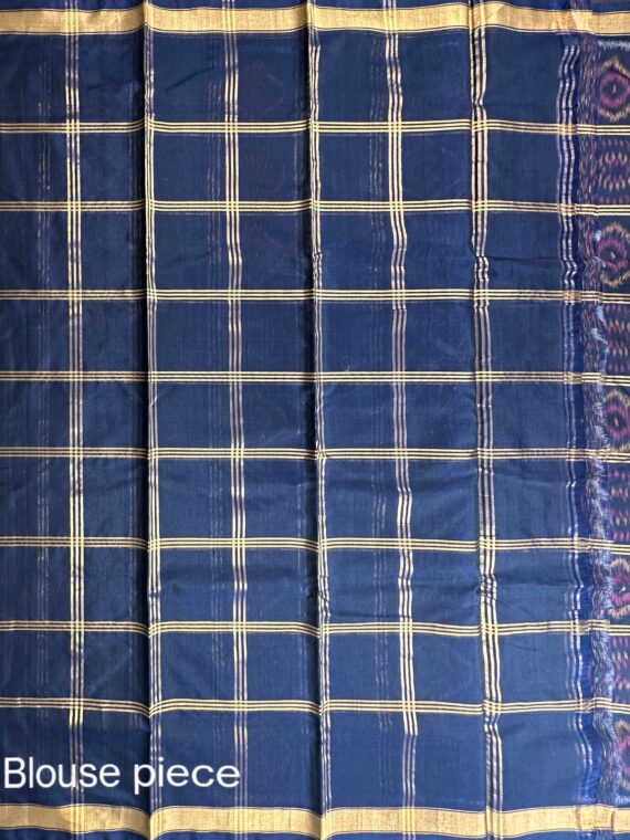 Navy Blue Ikkat Cotton-Silk Saree
