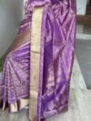 Purple Resham Gadhwal Jamawar Pure Silk Saree