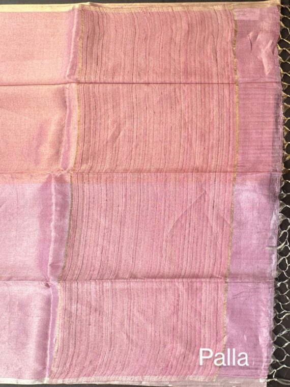 Pink Golden-Silver Tissue Saree