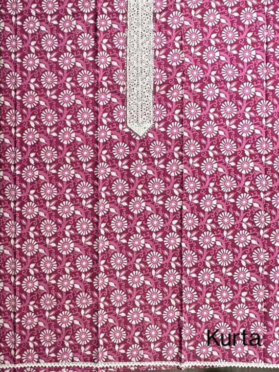 Magenta Printed Jaipuri Cotton Suit