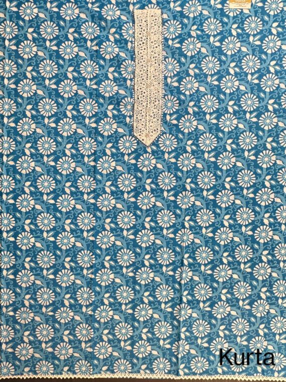 Blue Printed Jaipuri Cotton Suit
