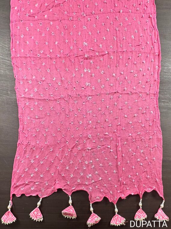 Hot Pink Cotton 3 Piece Unstitched Suit with Chiffon Dupatta