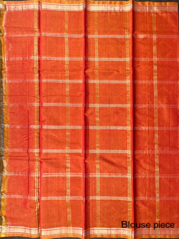 Orange Ikkat Cotton-Silk Saree