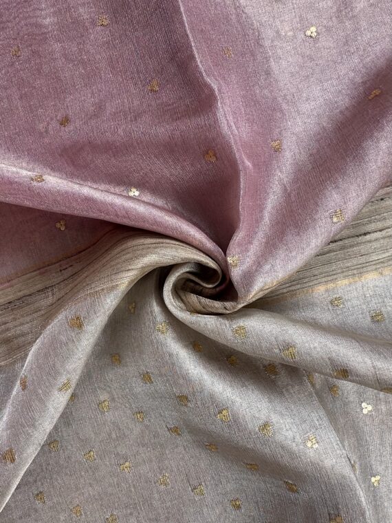 Pink-Silver Pure Tissue Silk Saree