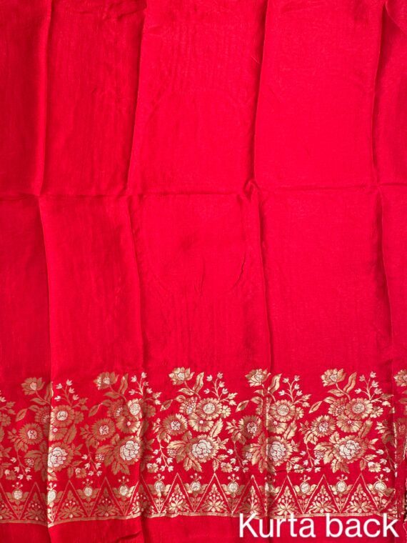 Red Blended Crepe Unstitched 3-Piece Suit
