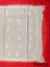 Red & Off White Maheshwari Cotton Unstitched 3-Piece Suit
