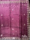 Shaded Purple Scalloped Kota Doria Pure Silk Saree with Gota Patti work