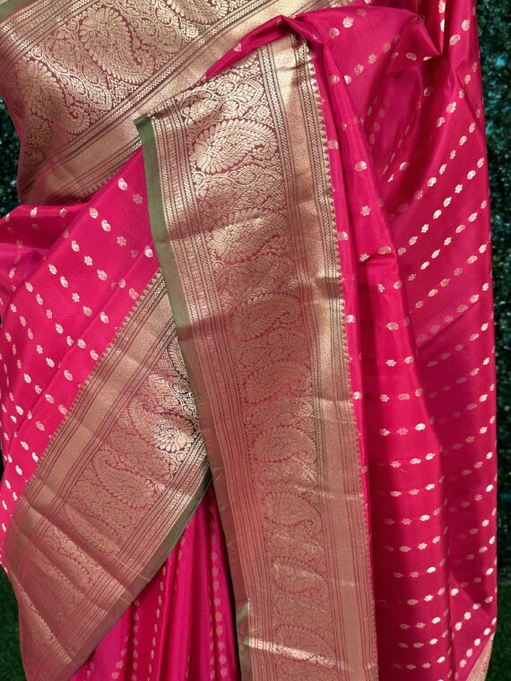 Rani Pink Pondicherry Pure Silk Saree