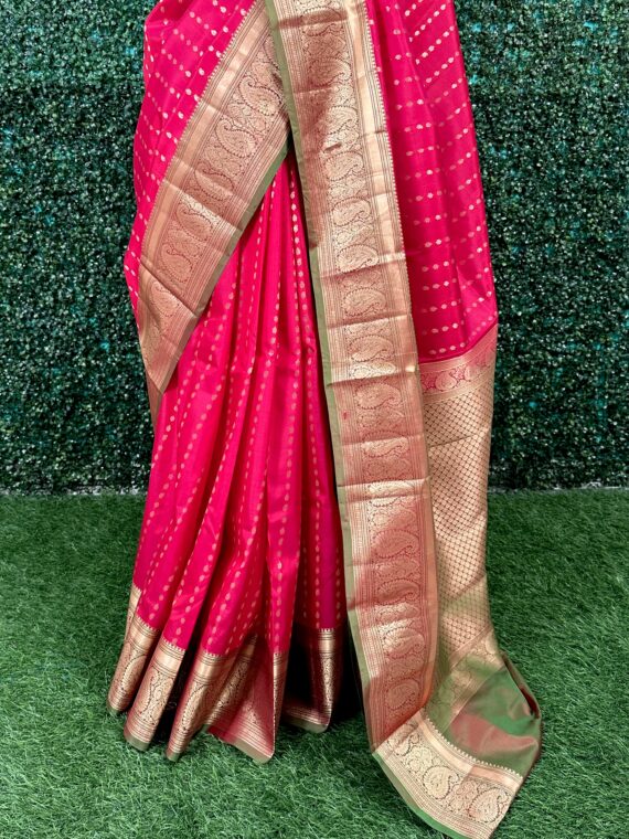Rani Pink Pondicherry Pure Silk Saree
