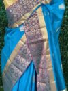 Blue  Pondicherry Pure Silk Saree