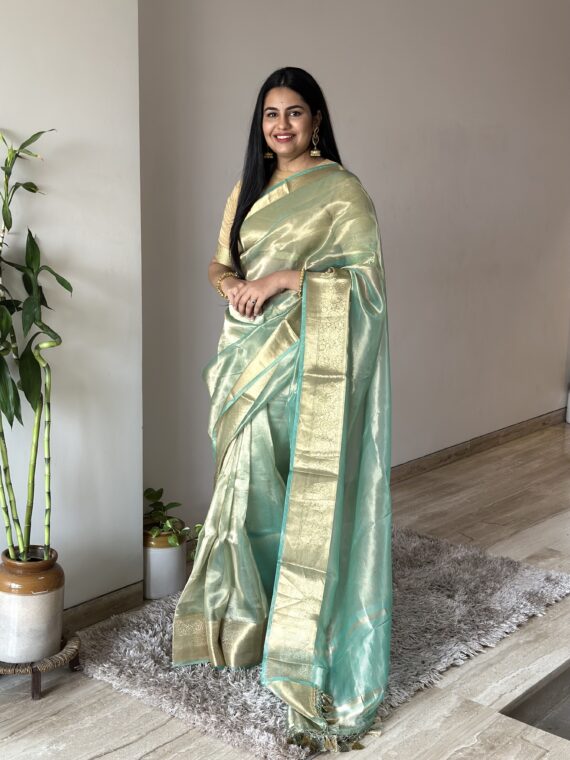 Blue Banarasi Tissue Silk Saree