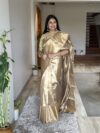 Antique Gold Banarasi Pure Tissue Silk Saree