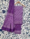 Purple Printed Soft Cotton suit with Cotton Dupatta