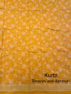 Yellow Block Printed Jaipuri Cotton suit with Chiffon Dupatta