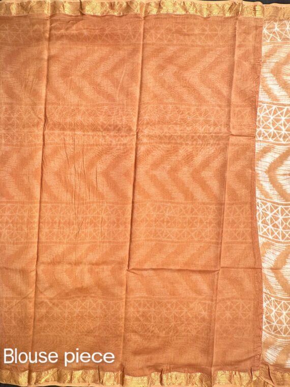 Sand Yellow Rajasthani Print Pure Cotton Chanderi Saree