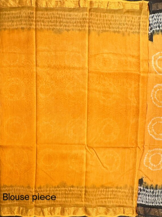 Yellow & Grey Rajasthani Print Pure Cotton Chanderi Saree