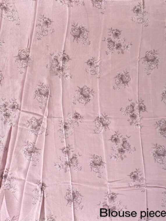 Pink Pure Chiffon Printed Saree with Mukaish work