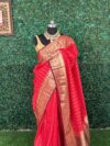 Red Pondicherry Pure Silk Saree
