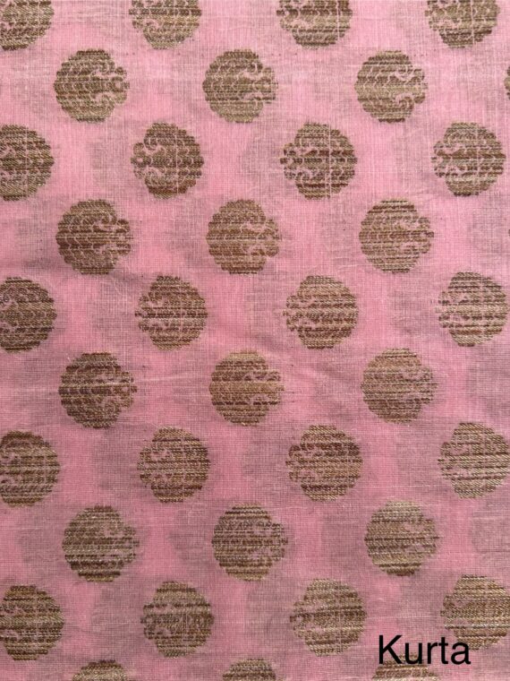 Dusky Pink and Beige Jacquard Handloom Cotton 3-Piece Suit