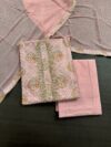 Baby Pink Jaipuri Cotton 3-Piece Unstitched Suit
