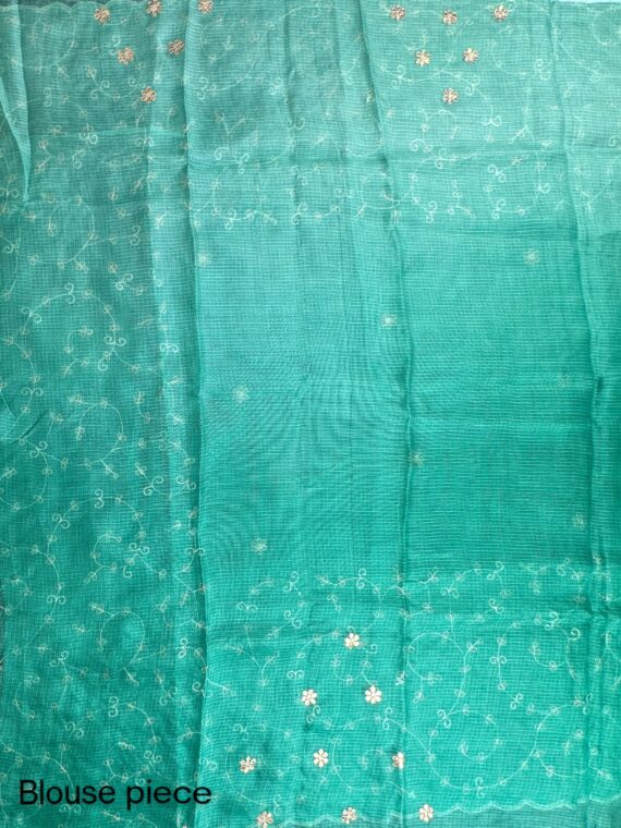 Shaded Green Scalloped Kota Doria Pure Silk Saree with Gota Patti work