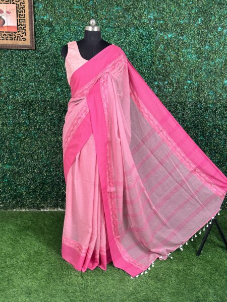 Pink Pure Tripura Cotton Saree