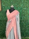 Grey-Pink Pure Tripura Cotton Saree