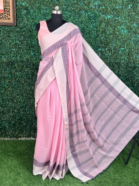 Baby Pink Pure Tripura Cotton Saree