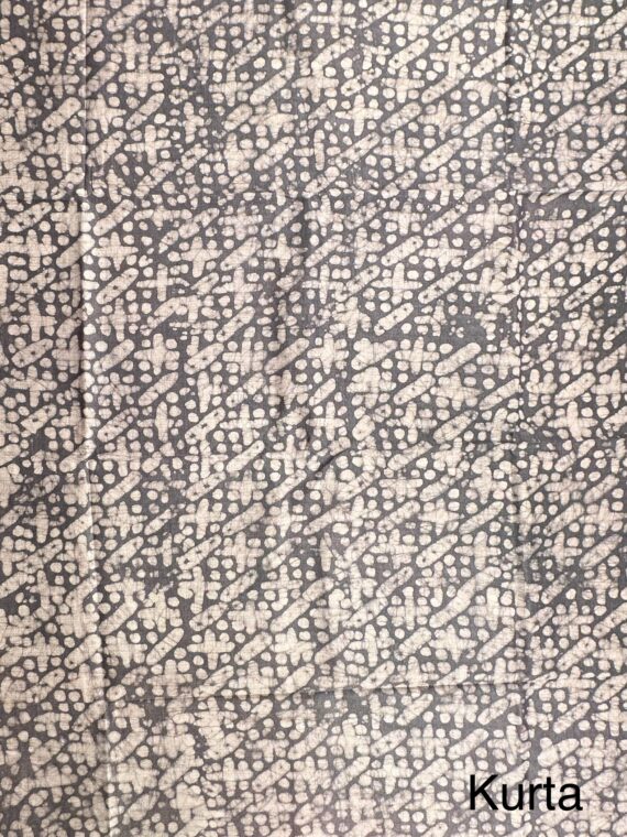Grey and Coral Baatik Print Mercerised Cotton Suit
