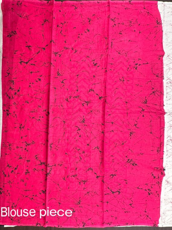 White-Pink Sanganeri Block Print Pure Jaipuri Cotton Saree