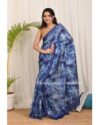 Blue Pure Satin Printed Saree