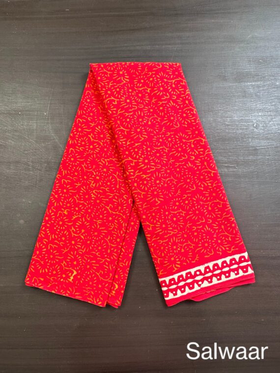 Red Block Print Jaipuri Cotton suit