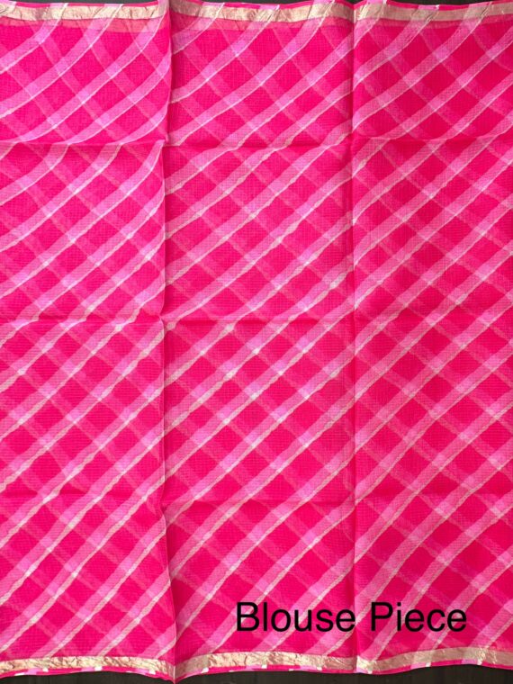 Hot Pink Leheriya Kota Doria Pure Silk Saree