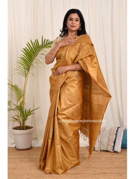 Deep Gold Gheencha Pure Tussar Silk Saree